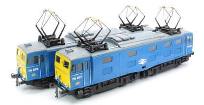 E/49-B6-S2 "EM1" 76001 & 76009 BR Class 76 Corporate Gloss Blue with Full Yellow Ends Electric Locomotives Wooden Box Presentation Set - Set 2