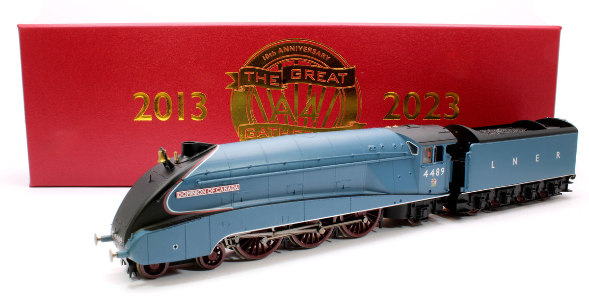 Pre-Owned R20262 Hornby Dublo A4 Class 4-6-2 4489 'Dominion of Canada' Great Gathering 10th Anniversary LNER Garter Blue Limited Edition Steam Locomotive - DCC Sound