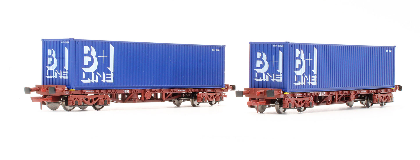 Pre-Owned IRM1061 CIE / IR 42ft Bogie Flat Wagon with B&I Container - Set 2