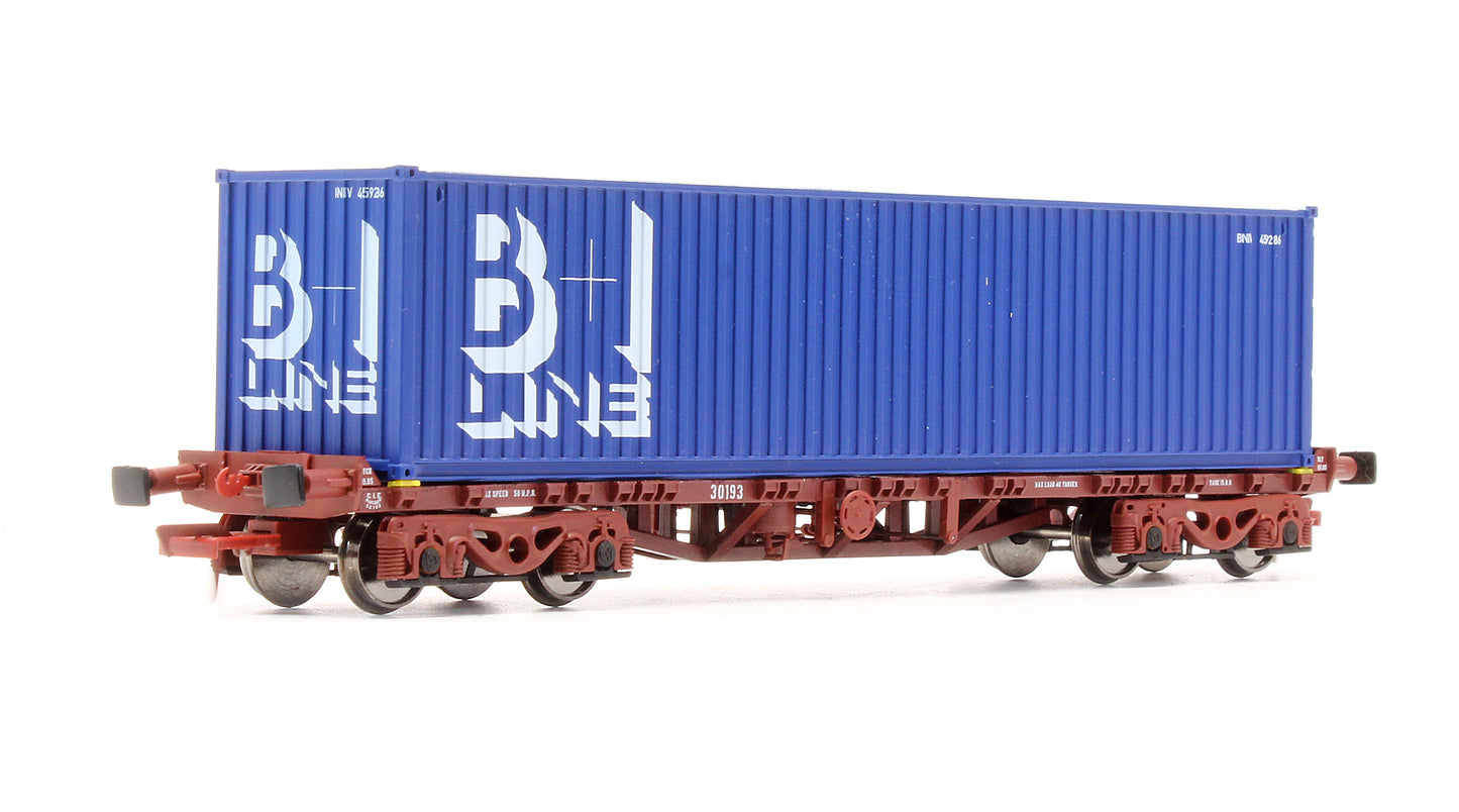 Pre-Owned IRM1061 CIE / IR 42ft Bogie Flat Wagon with B&I Container - Set 2