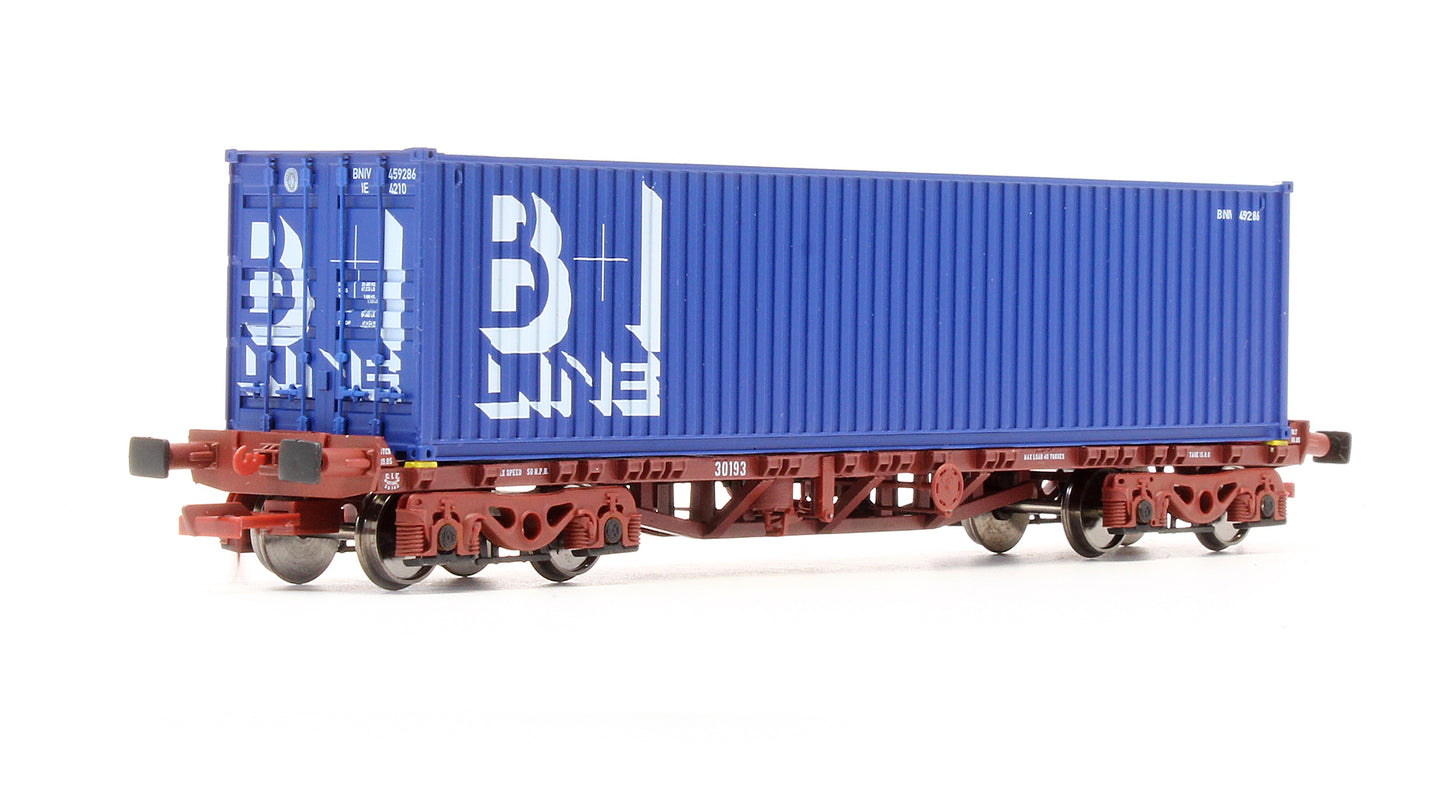 Pre-Owned IRM1061 CIE / IR 42ft Bogie Flat Wagon with B&I Container - Set 2