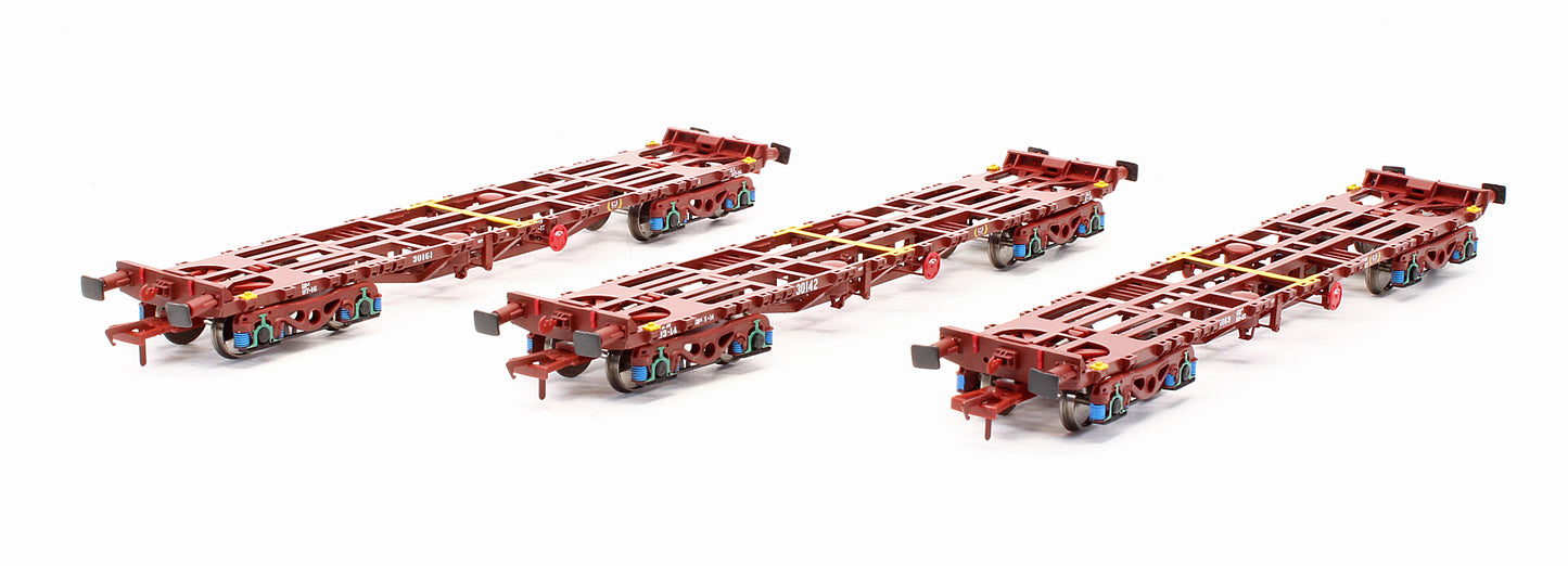 Pre-Owned IRM1050-UN CIE / IR 42ft Bogie Flat Wagons - Set of 3
