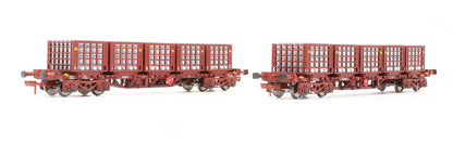 Pre-Owned IRM1075-A CIE / Irish Rail 42ft Bogie Flat Wagon Red Oxide With Beer Kegs - Twin Pack
