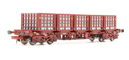 Pre-Owned IRM1075-A CIE / Irish Rail 42ft Bogie Flat Wagon Red Oxide With Beer Kegs - Twin Pack