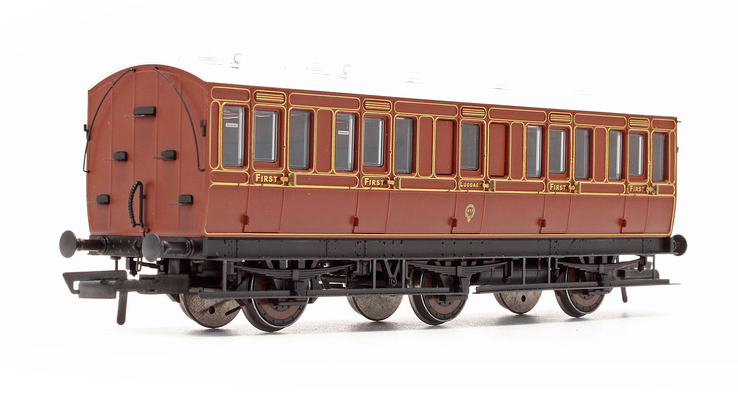 Pre-Owned H4-6F-1601 6 Wheel 1st Coach '572' In LBSCR Umber