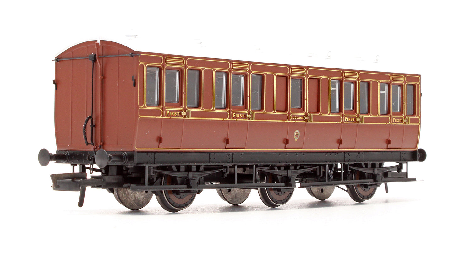 Pre-Owned H4-6F-1601 6 Wheel 1st Coach '572' In LBSCR Umber