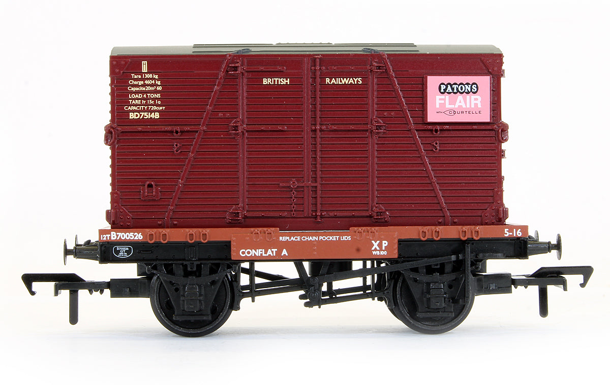 Pre-Owned BR Bauxite (Early) Conflat Wagon With 'Patons' BD Container (Exclusive Edition)