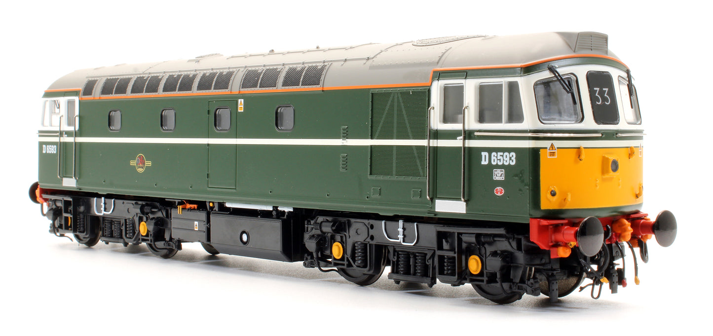 Pre-Owned Class 33/2 D6593 BR Green (orange cantrail line/headlight) Diesel Locomotive