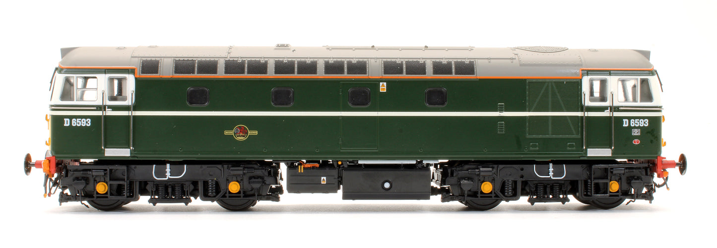 Pre-Owned Class 33/2 D6593 BR Green (orange cantrail line/headlight) Diesel Locomotive