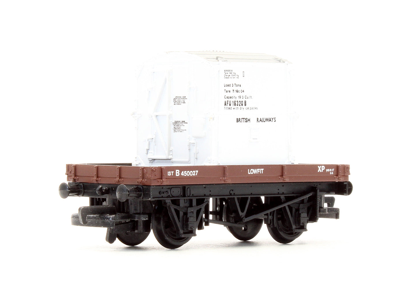Pre-Owned 1 Plank Wagon BR 'B450027' With Container 'AFU 16320 B'