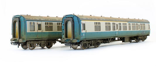Pre-Owned 39-001 BR MK1 SK Coach Twin Pack Works Test Train Blue & Grey (Weathered)