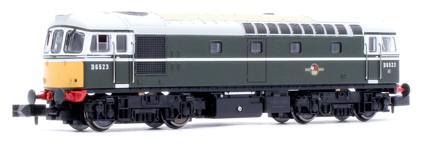2D-001-010D Class 33/0 D6523 BR Green Small Yellow Panels Diesel Locomotive - DCC Fitted
