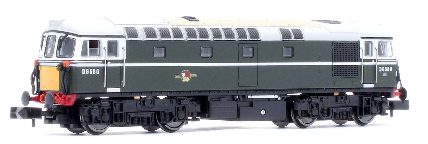 2D-001-024D Class 33/1 D6580 BR Green Very Small Yellow Panels Diesel Locomotive - DCC Fitted