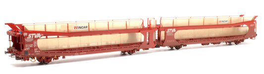 Pre-Owned IPA Twin Double Deck Car Transporter STVA Red (Weathered)
