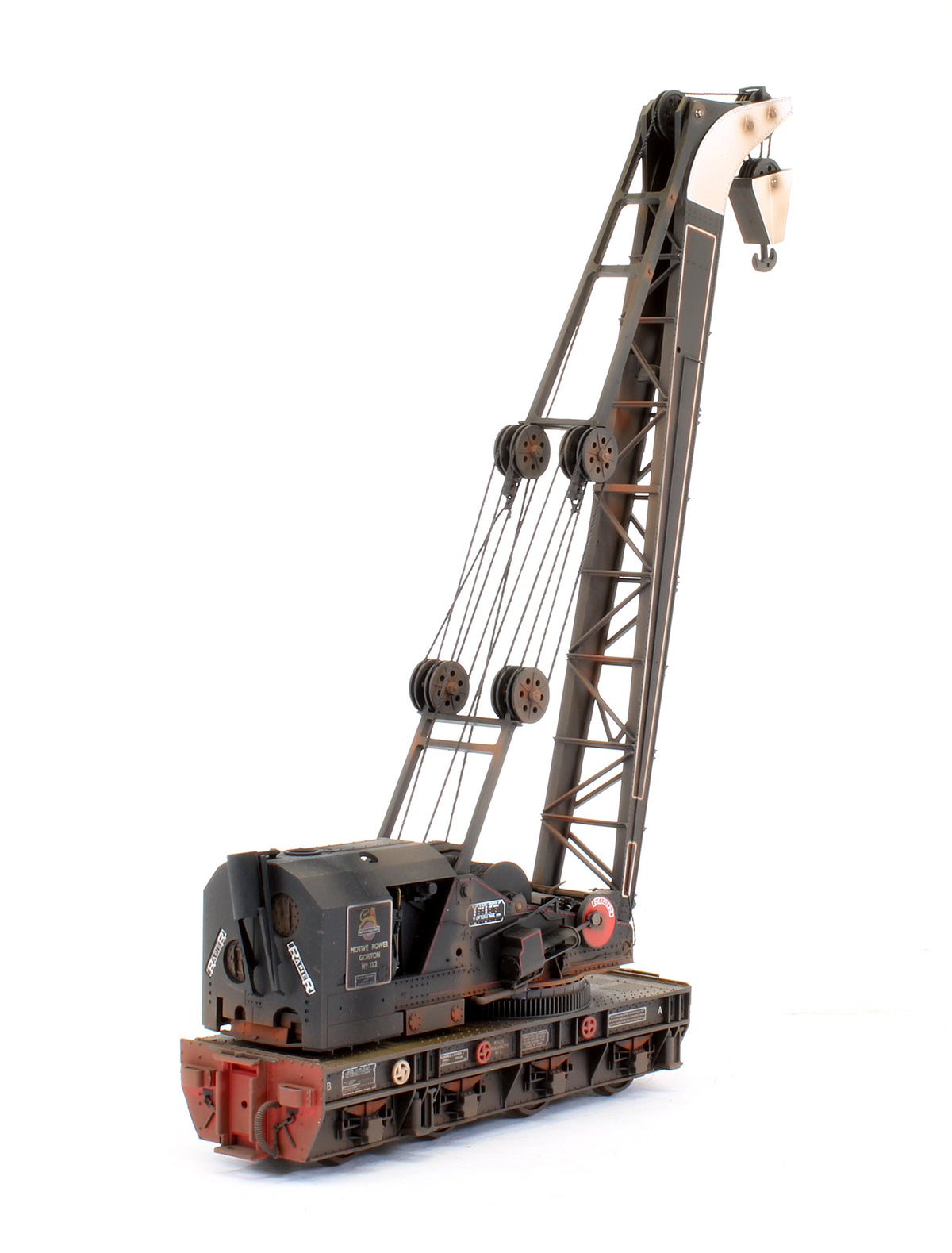 Pre-Owned 38-802 Ransomes & Rapier 45T Steam Breakdown Crane BR Lined Black Early emblem No.122 - Custom Weathered