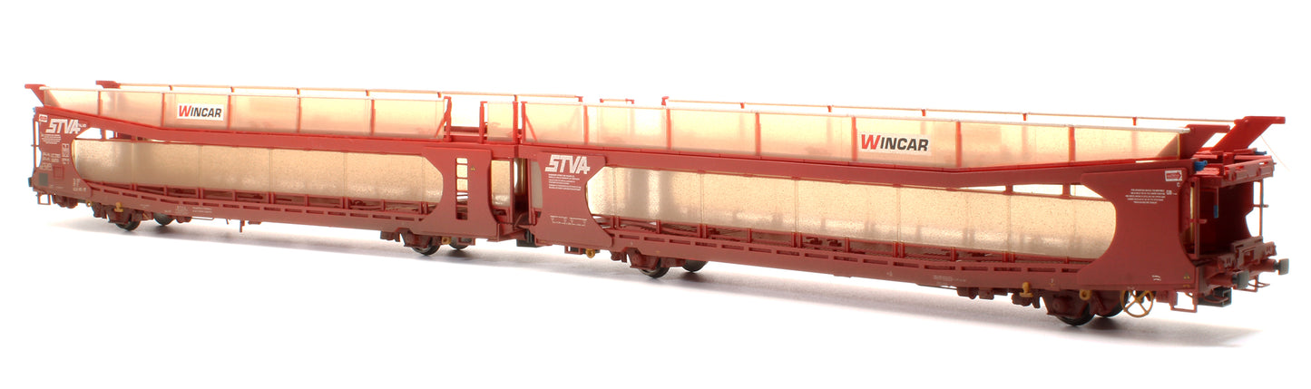 Pre-Owned IPA Twin Double Deck Car Transporter STVA Red (Weathered)