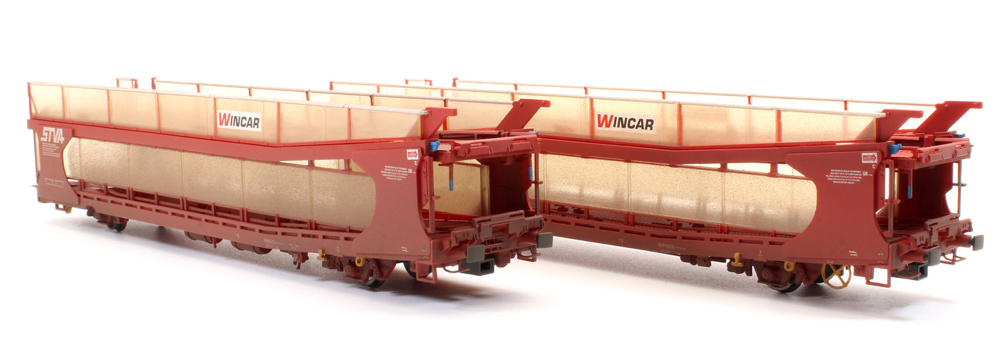 Pre-Owned IPA Twin Double Deck Car Transporter STVA Red (Weathered)