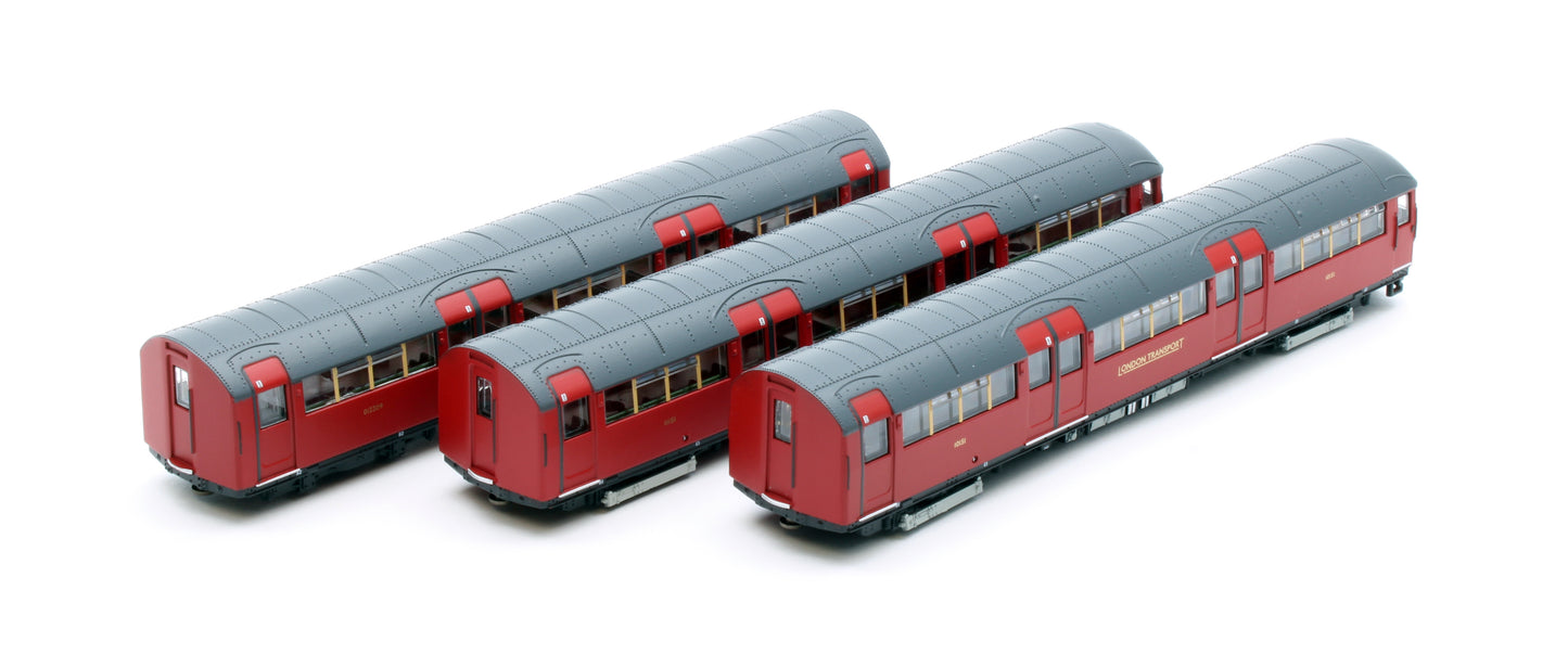RT-N-LU1938-MAR301C 1938 Tube Stock - London Transport (Gold Branding) Maroon “Rail Red” (Cream Window Bars) Set C (Northern & Bakerloo Line) 3-Car EMU