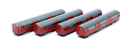 RT-N-LU1938-MAR401A 1938 Tube Stock - London Transport (Gold Branding) Maroon “Rail Red” (Cream Window Bars) Set A (Northern Line) 4-Car EMU