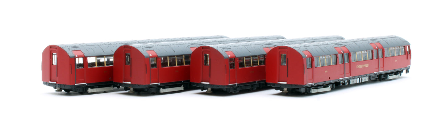 RT-N-LU1938-MAR401A 1938 Tube Stock - London Transport (Gold Branding) Maroon “Rail Red” (Cream Window Bars) Set A (Northern Line) 4-Car EMU