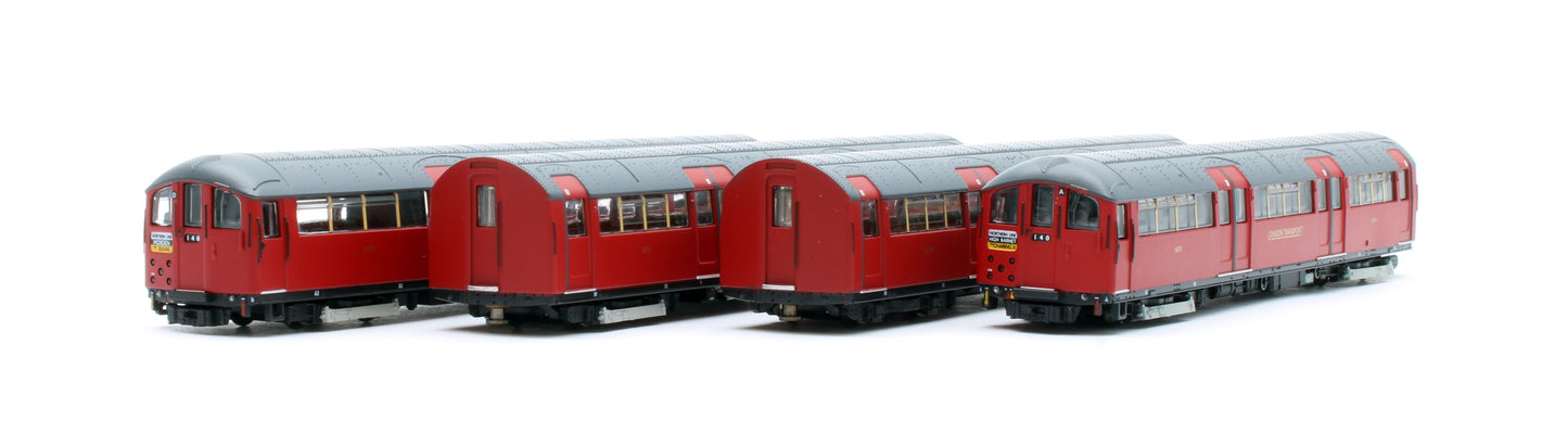 RT-N-LU1938-MAR401A 1938 Tube Stock - London Transport (Gold Branding) Maroon “Rail Red” (Cream Window Bars) Set A (Northern Line) 4-Car EMU