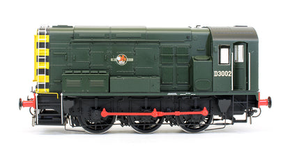 Pre-Owned Class 08 BR Green D3002 Late Crest Wasp Stripes Diesel Shunter Locomotive