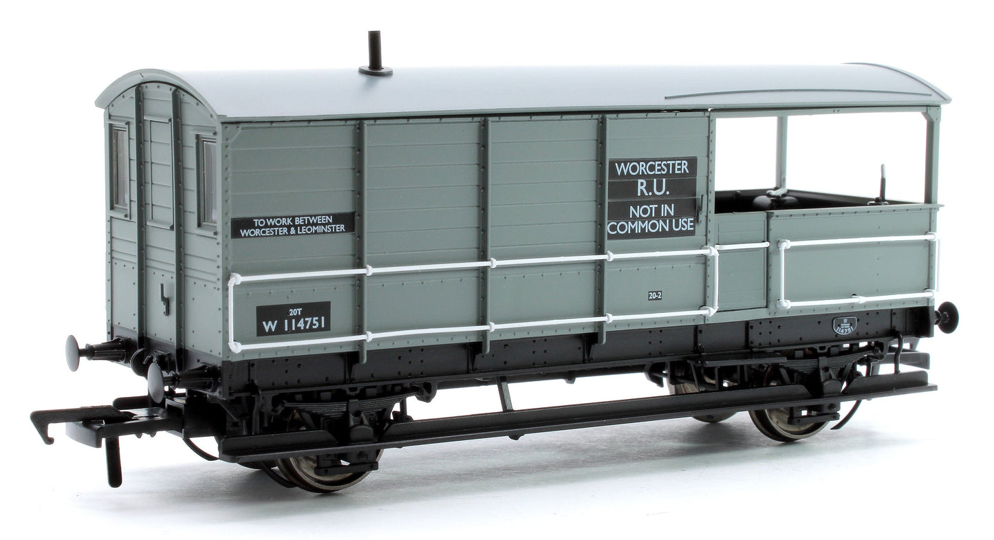 Pre-Owned Diagram AA20 Toad Brake Van No. W114751, Worcester R.U.,BR grey