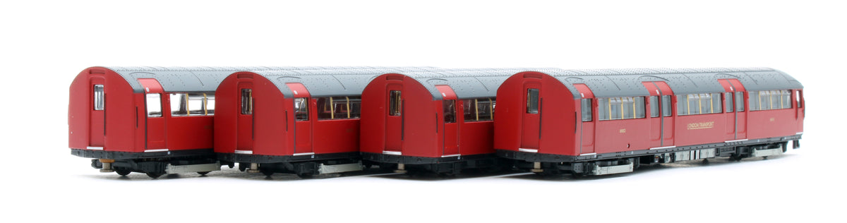 RT-N-LU1938-MAR401B 1938 Tube Stock - London Transport (Gold Branding) Maroon “Rail Red” (Cream Window Bars) Set B (Bakerloo Line) 4-Car EMU
