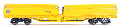 Pre-Owned MRA Side Tipping Ballast Wagon 5 Car Set Network Rail Yellow