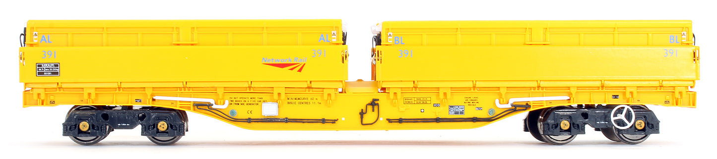 Pre-Owned MRA Side Tipping Ballast Wagon 5 Car Set Network Rail Yellow