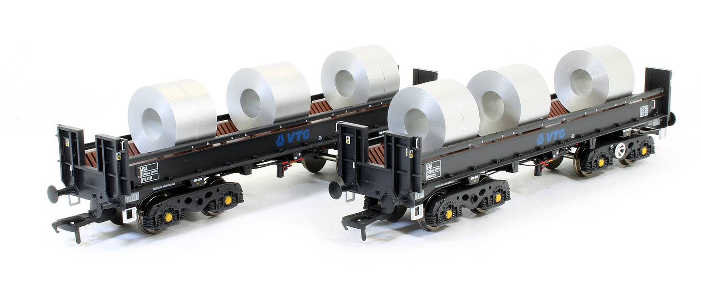 Pre-owned JSA Bogie Open Steel Wagon Twin Pack - VTG 3 - VTG 4126, VTG 4138
