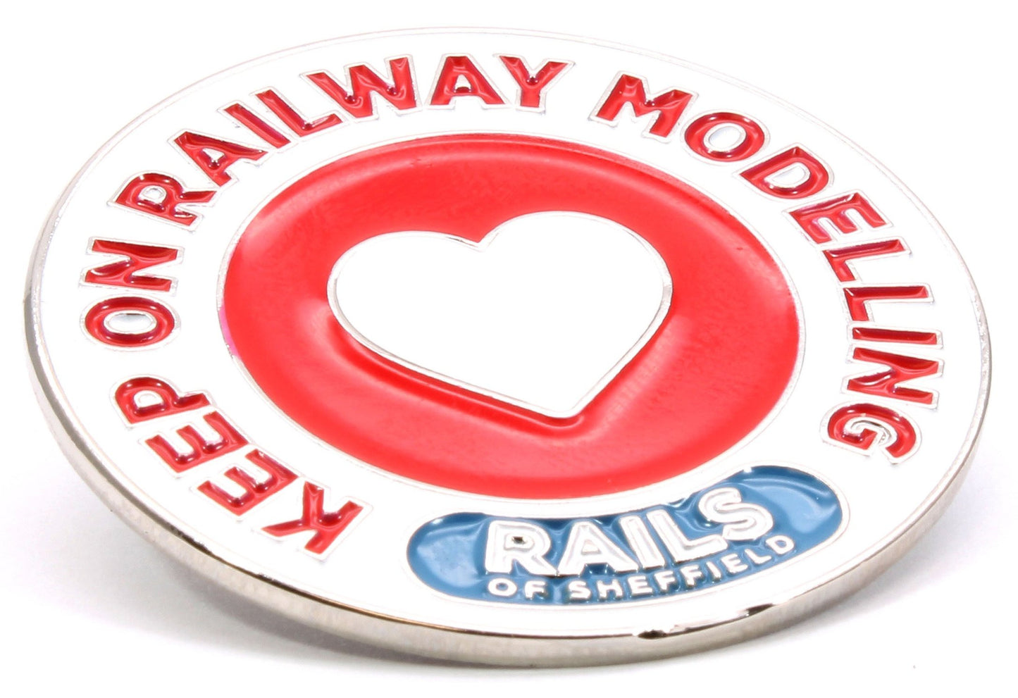 Rails of Sheffield 'Keep on Railway Modelling ♡' Enamel Pin