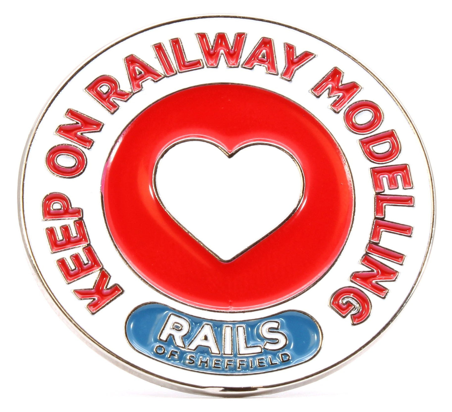 Rails of Sheffield 'Keep on Railway Modelling ♡' Enamel Pin