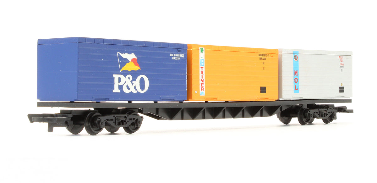Pre-Owned Container Wagon With 3 x 20ft Containers 'P&O - MOL - Medtainer'