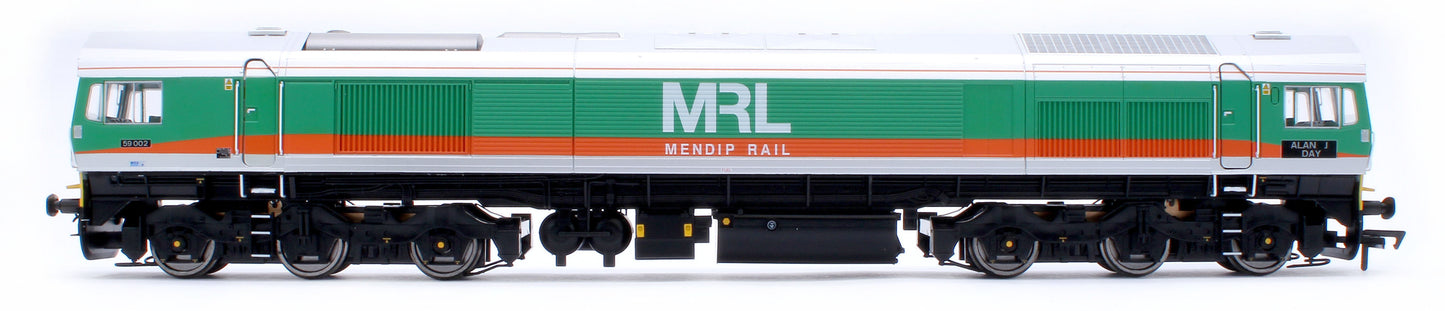 Class 59 59002 MRL Green/Orange Alan J Day Diesel Locomotive - DCC Fitted