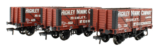 Pre-Owned 37-080F Set Of 3 7 Plank End Door Wagons 'Highley Mining Company' Exclusive Edition