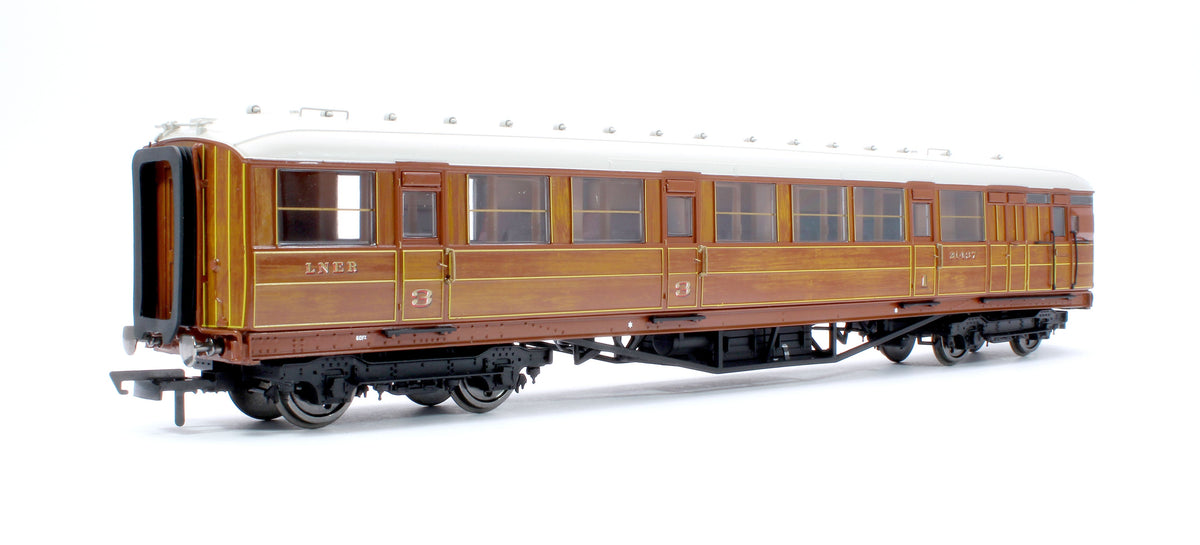Pre-Owned LNER Gresley Corridor Teak Coaches Brake 3rd No.21437