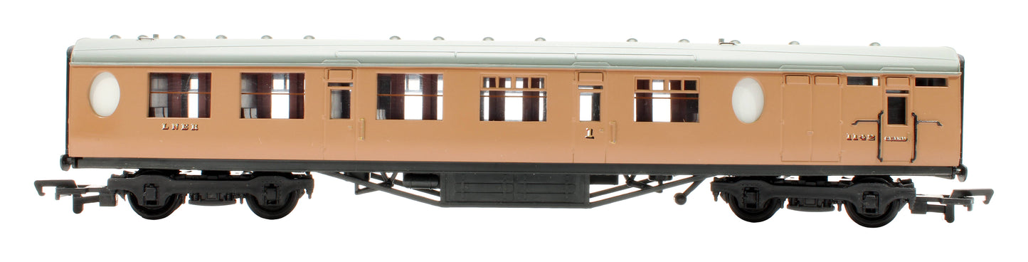 Pre-Owned 34-427 63' LNER Thompson Composite Brake Coach Post War Brown '1442'