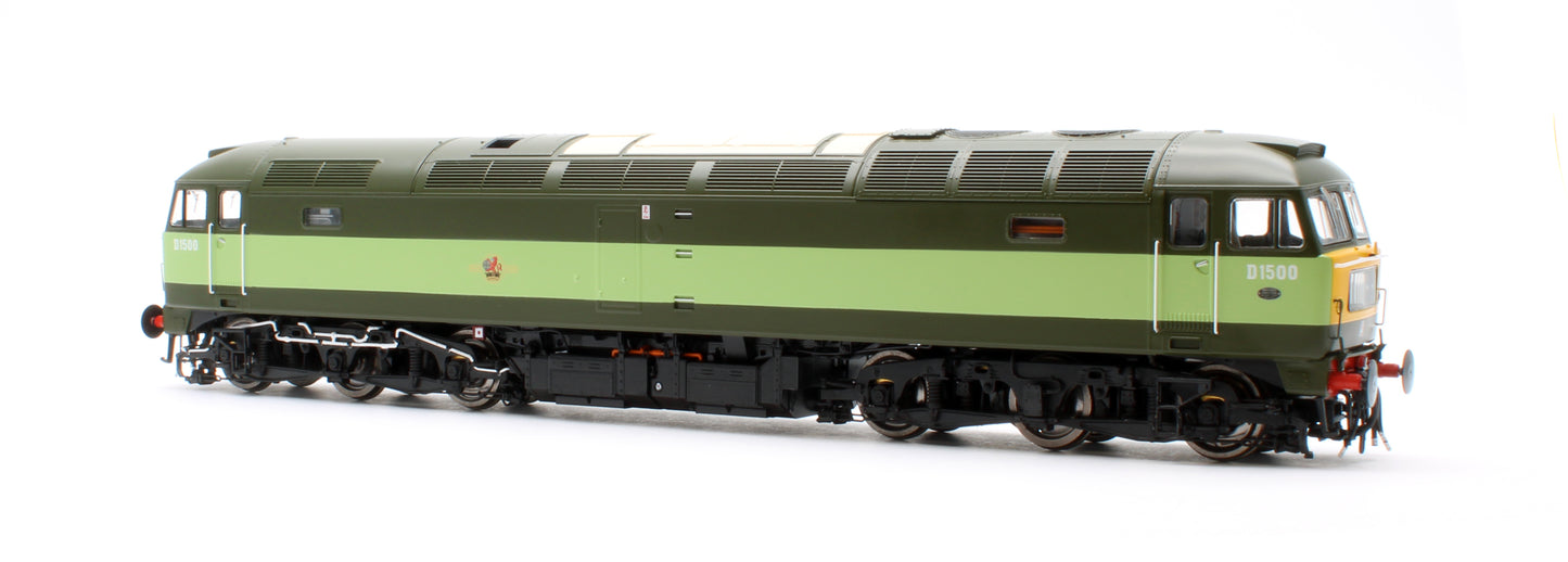 CM-D1500-TTGreenW Highly Detailed Premium Weathered Class 47 BR Two Tone Green No.D1500 Diesel Locomotive