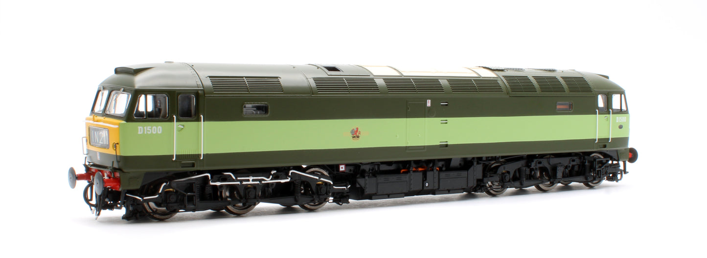 CM-D1500-TTGreenW Highly Detailed Premium Weathered Class 47 BR Two Tone Green No.D1500 Diesel Locomotive