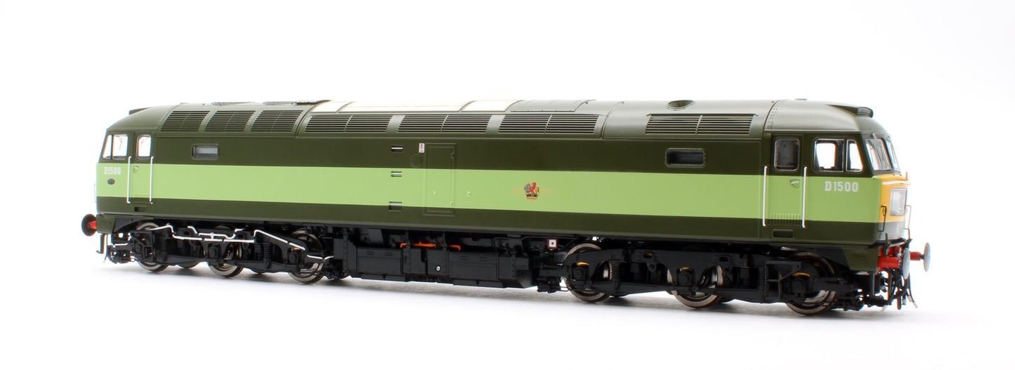 CM-D1500-TTGreen-SFW Highly Detailed Premium Weathered Class 47 BR Two Tone Green No.D1500 Diesel Locomotive - DCC Sound