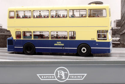 Leyland Fleetline KON311P in WMPTE blue/cream, with Rapido UK adverts