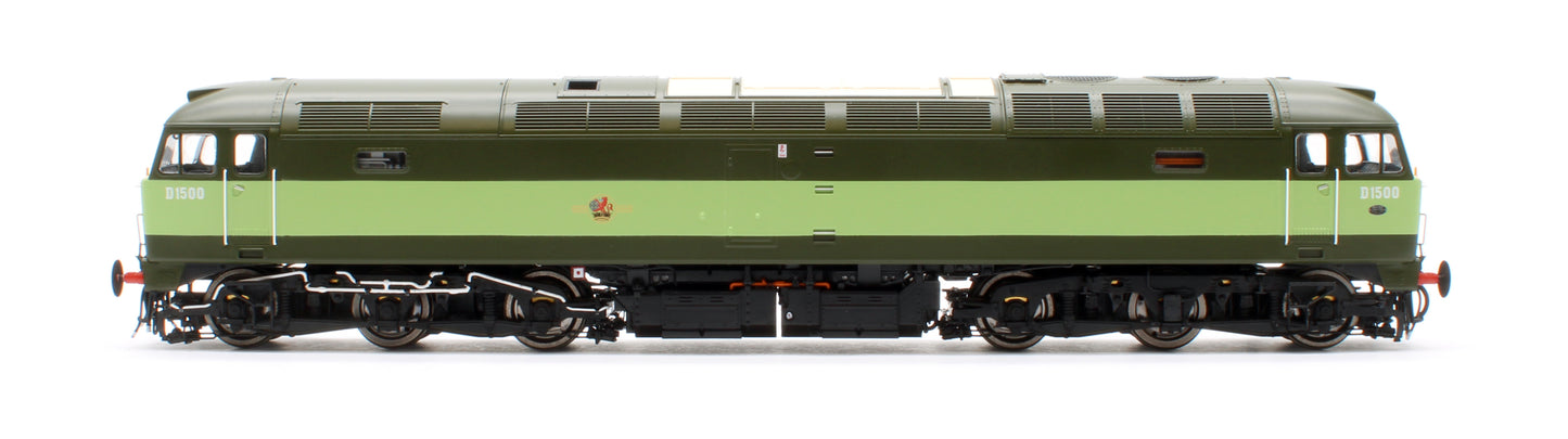 CM-D1500-TTGreenW Highly Detailed Premium Weathered Class 47 BR Two Tone Green No.D1500 Diesel Locomotive