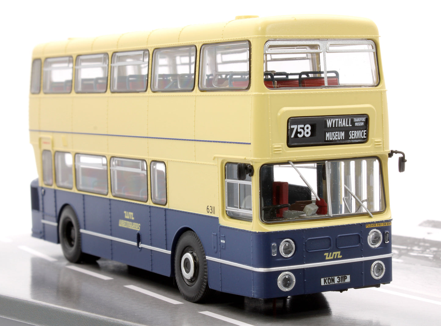 Leyland Fleetline KON311P in WMPTE blue/cream, with Rapido UK adverts