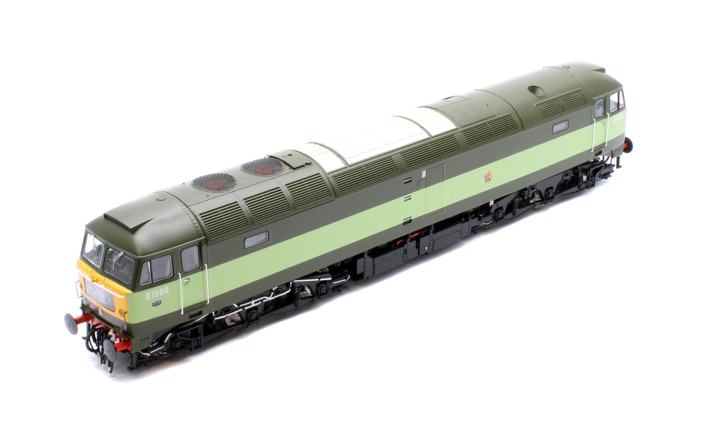CM-D1500-TTGreenW Highly Detailed Premium Weathered Class 47 BR Two Tone Green No.D1500 Diesel Locomotive