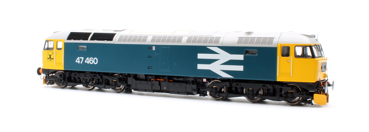 CM-47460-LL-SFW Highly Detailed Premium Weathered Class 47 BR Blue Large Logo No.47460 Diesel Locomotive - DCC Sound