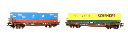 Pre-Owned OBB Bogie Pocket Wagons With Load - Twin Set
