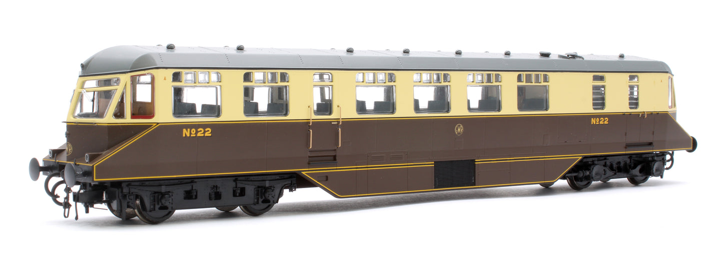 GWR Passenger Railcar GWR Chocolate/Cream No.22 with Monogram (Grey Roof) Diesel Locomotive