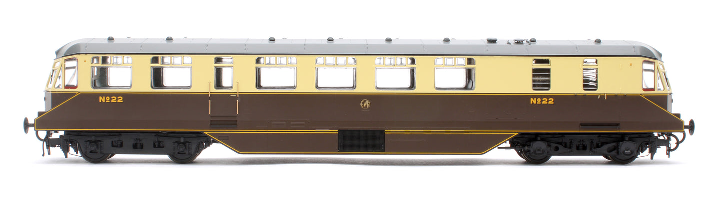 GWR Passenger Railcar GWR Chocolate/Cream No.22 with Monogram (Grey Roof) Diesel Locomotive