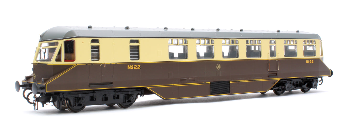 GWR Passenger Railcar GWR Chocolate/Cream No.22 with Monogram (Grey Roof) Diesel Locomotive